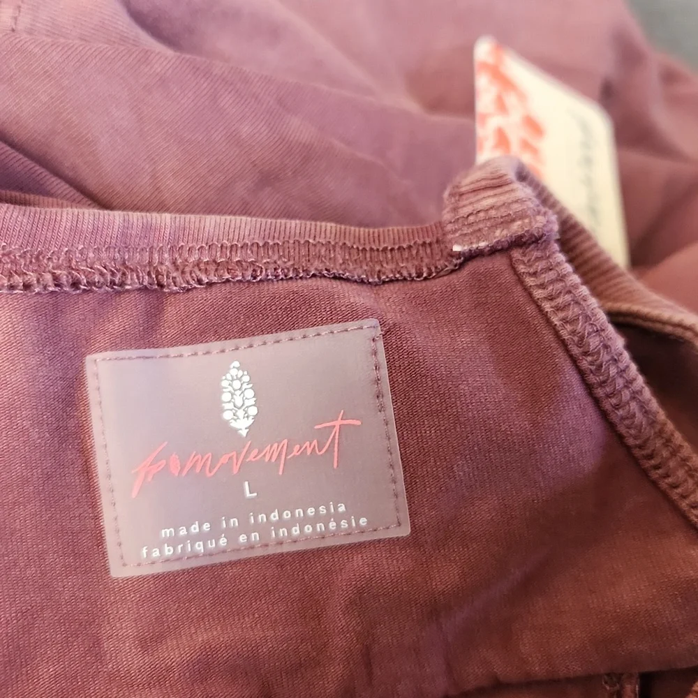 New Free People FP Movement Hot Shot Logo Onesie Mocha Combo Overalls Jumpsuit L - Picture 14 of 16